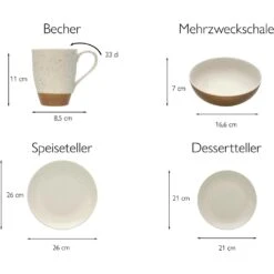 CreaTable Kombiservice »Sand Dunes«, (Set, 16 Tlg., Kaffeeservice Und Tafelservice Im Set, Für 4 Personen), Service, Handwerklicher Töpfercharakter,matte Terracottafarbene Glasur -Creatable 05a4a2c6e46fef3893655ed79665b3db