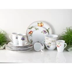 CreaTable Kombiservice »Flora Orchard«, (Set, 16 Tlg., Kaffeeservice Und Tafelservice Im Set, Für 4 Personen), Service, Porzellan, Nostalgischer Manufakturstil, Made In Europe -Creatable 073f0c0f446b7666b1b872a59cba0580