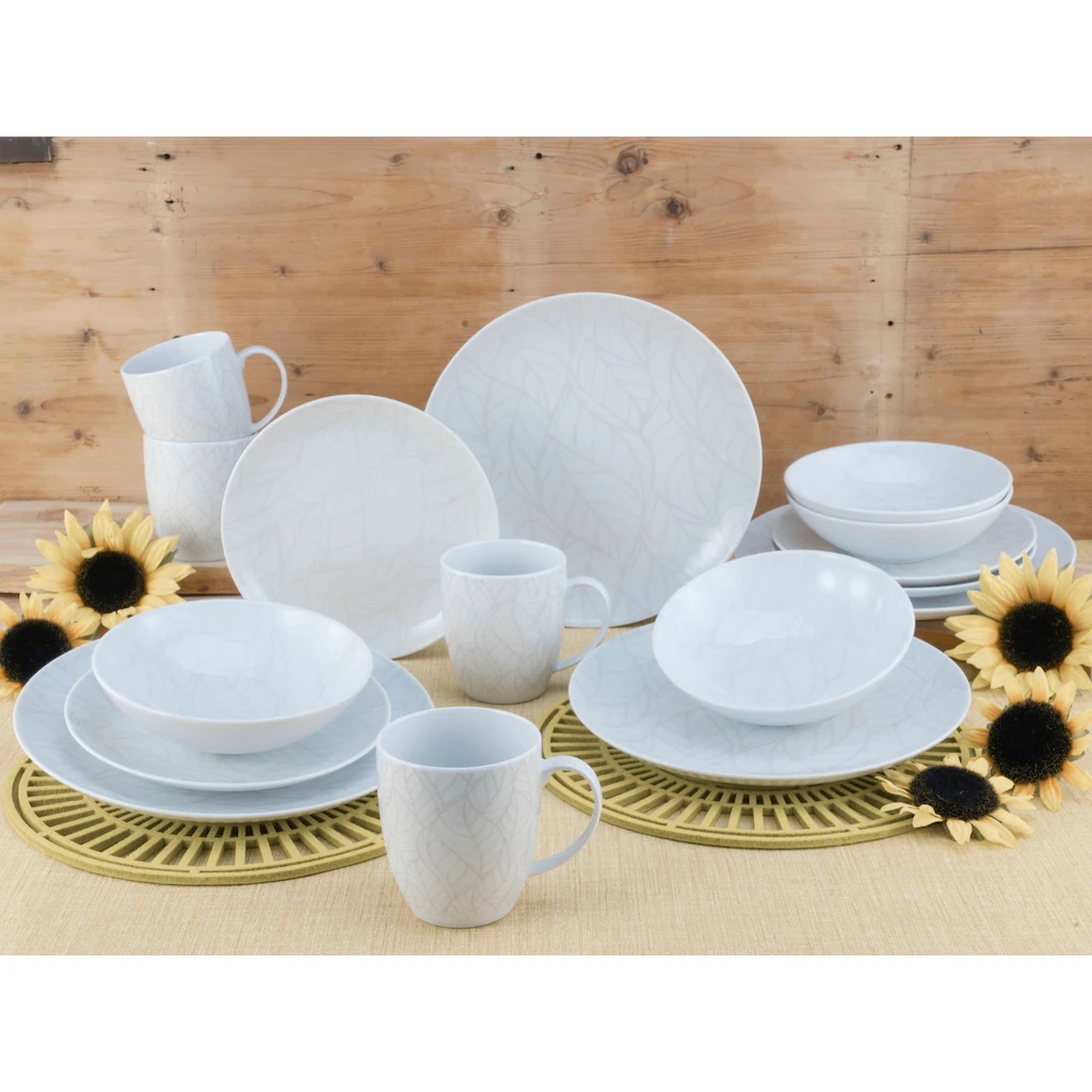 CreaTable Kombiservice »Home - Blätter«, (Set, 16 tlg., Kaffeeservice und Tafelservice im Set, für 4 Personen), Service, weiß, leichtes Relief im Used-und Vintage-Look, zeitlos CreaTable Kombiservice »Home - Blätter«, (Set, 16 Tlg., Kaffeeservice Und Tafelservice Im Set, Für 4 Personen), Service, Weiß, Leichtes Relief Im Used-und Vintage-Look, Zeitlos -Creatable 0979d42401da459397c4647de6fc1897