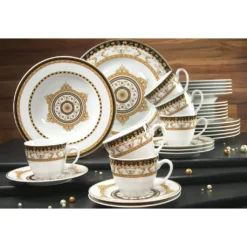 CreaTable Kombiservice »Majestosa«, (Set, 30 Tlg., Kaffeeservice Und Tafelservice Im Set, Für 6 Personen), Service, Dekor Schwarz Abgesetzt, Mikrowellengeeignet -Creatable 153dacb074971fb8b53d71ae87ce3584 1