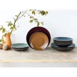 CreaTable Tafelservice »Marrakesch«, (Set, 12 Tlg., Teller Set Für 4 Personen), Service, Hochwertige, Glänzende Spezialglasur Mit Vintage Aussenrand -Creatable 15edd66d6d85440c0a0b5237419049d7