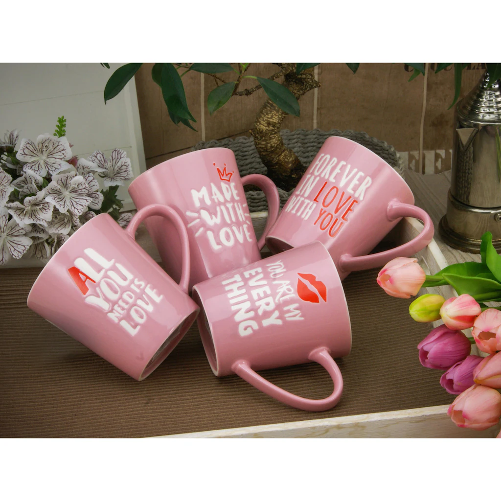 CreaTable Becher »Kaffeebecher Love Collection«, (Set, 4 tlg.), mit Liebeserklärung, Tassen Set, 4-teilig CreaTable Becher »Kaffeebecher Love Collection«, (Set, 4 Tlg.), Mit Liebeserklärung, Tassen Set, 4-teilig -Creatable 26eb11eaee63f2d1127c86122d5c6140