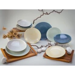 CreaTable Tafelservice »Reactive«, (Set, 12 Tlg., Teller Set Für 4 Personen), Service, Nostalgische Spezialglasur -Creatable 2918a441fd24f586a81e18cee44fd979