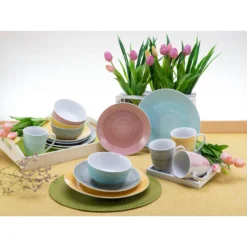 CreaTable Kombiservice »Pastello«, (Set, 16 Tlg., Kaffeeservice Und Tafelservice Im Set, Für 4 Personen), Service, Moderne Coupeform, Handgemalte Spirale -Creatable 2d3e38a420097ca90a27606109d3f10c