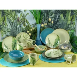 CreaTable Kombiservice »Botanica«, (Set, 16 Tlg., Kaffeeservice Und Tafelservice Im Set, Für 4 Personen), Service, Mix Aus Unifarbenem Dekor In Kombination Mit Blattmotiven -Creatable 2e07e13a6331496600dbbd1621118be3