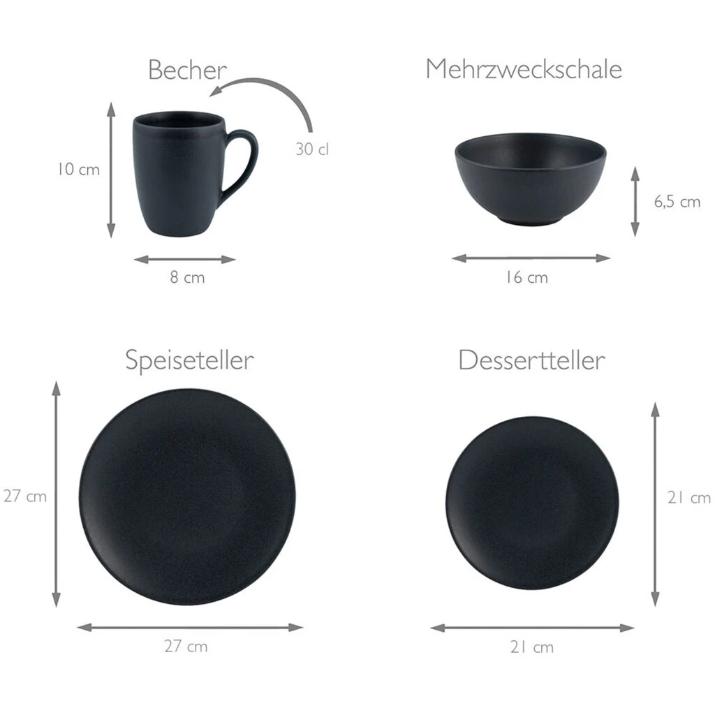 CreaTable Kombiservice »Soft Touch Black«, (Set, 16 tlg., Kaffeeservice und Tafelservice im Set, für 4 Personen), Service, schwarz, seidenmatte Glasur, Made in Europe CreaTable Kombiservice »Soft Touch Black«, (Set, 16 Tlg., Kaffeeservice Und Tafelservice Im Set, Für 4 Personen), Service, Schwarz, Seidenmatte Glasur, Made In Europe -Creatable 2e1ffd3339b2d6546d927ecf45e01d22