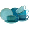 CreaTable Cappuccinotasse »Kaffeetasse NATURE COLLECTION Aqua«, (Set, 8 Tlg.), Tassen Set, Aktuelle Blautöne Mit Sprenkel, 4 Tassen, 4 Untertassen