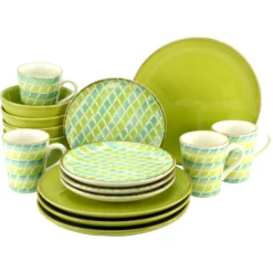 CreaTable Kombiservice »Cordoba«, (Set, 16 Tlg., Kaffeeservice Und Tafelservice Im Set, Für 4 Personen), Service, Rautenmuster, Made In Europe