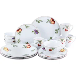 CreaTable Kombiservice »Flora Orchard«, (Set, 16 Tlg., Kaffeeservice Und Tafelservice Im Set, Für 4 Personen), Service, Porzellan, Nostalgischer Manufakturstil, Made In Europe