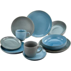 CreaTable Kombiservice »Oceano Two«, (Set, 10 Tlg., Kaffeeservice Und Tafelservice Im Set, Für 2 Personen), Service, Multifunktional, Made In Europe