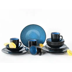 CreaTable Kombiservice »Capri«, (Set, 16 Tlg., Kaffeeservice Und Tafelservice Im Set, Für 4 Personen), Service, Intensiv Blaue Reaktivfarbe, Bicolor -Creatable 4585e6ff38c3672f3f9f0746c6b83a92