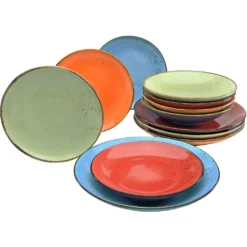 CreaTable Tafelservice »NATURE COLLECTION Mediterran«, (Set, 12 Tlg., Teller Set Für 4 Personen), Service