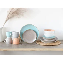 CreaTable Kombiservice »VINTAGE NATURE«, (Set, 16 Tlg., Kaffeeservice Und Tafelservice Im Set, Für 4 Personen), Service, Handgemalt, Gesprenkelt, Rustikales Aussenband -Creatable 5048be12a71088f400f6a03d1e906ff2