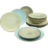 CreaTable Tafelservice »NATURE COLLECTION Scandic«, (12 Tlg., Teller Set Für 4 Personen), Service, 4 Farben Im Set