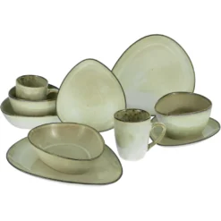 CreaTable Kombiservice »Cloudy«, (Set, 10 Tlg., Kaffeeservice Und Tafelservice Im Set, Für 2 Personen), Service, Moderne, Organische Und Unregelmäßige Form