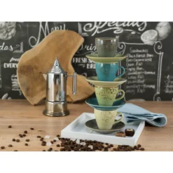 CreaTable Espressotasse »Kaffeetasse NATURE COLLECTION«, (Set, 8 Tlg.), Tassen Set, Naturfarben Mit Sprenkel, 4 Tassen, 4 Untertassen -Creatable 5720bcc906ab295c32d05f5764cff778
