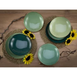 CreaTable Tafelservice »Nature Collection«, (Set, 12 Tlg., Teller Set Für 4 Personen), Service, Handwerklicher Look, Sprenkel, Reaktivglasur -Creatable 588a49285c7186975f441390da2e724c