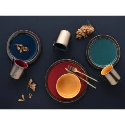 CreaTable Kombiservice »Rustikal«, (Set, 16 Tlg., Kaffeeservice Und Tafelservice Im Set, Für 4 Personen), Service, Besonderer Effekt An Kanten Und Rändern, Edelsteinfarben -Creatable 5d3f1dd7348eaab78ee194fa8a493c39