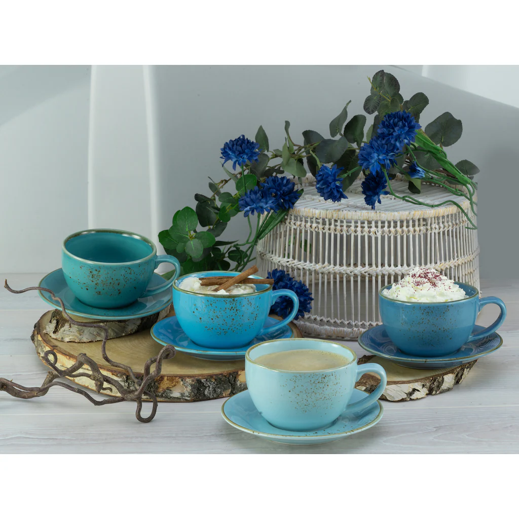 CreaTable Cappuccinotasse »Kaffeetasse NATURE COLLECTION Aqua«, (Set, 8 tlg.), Tassen Set, aktuelle Blautöne mit Sprenkel, 4 Tassen, 4 Untertassen CreaTable Cappuccinotasse »Kaffeetasse NATURE COLLECTION Aqua«, (Set, 8 Tlg.), Tassen Set, Aktuelle Blautöne Mit Sprenkel, 4 Tassen, 4 Untertassen -Creatable 5e92aa503b6a1eec1c11a8fbb2aa94d5