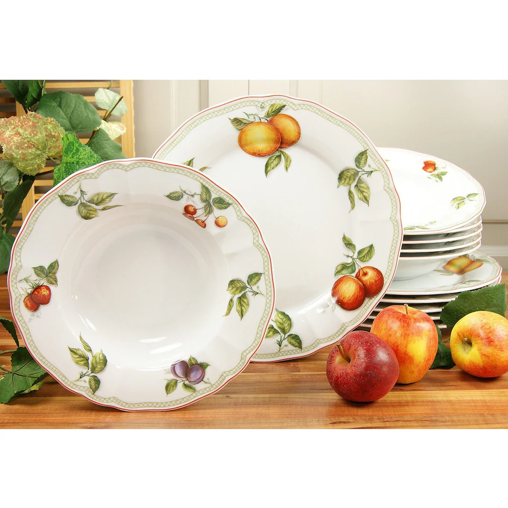 CreaTable Tafelservice »Flora Orchard«, (Set, 12 tlg., Teller Set für 6 Personen), Service, Früchtedekor CreaTable Tafelservice »Flora Orchard«, (Set, 12 Tlg., Teller Set Für 6 Personen), Service, Früchtedekor -Creatable 5f3a1afa0feb8783908a844fa136444a
