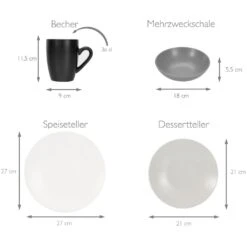 CreaTable Kombiservice »Manhattan«, (Set, 16 Tlg., Kaffeeservice Und Tafelservice Im Set, Für 4 Personen), Service, Moderne Coupeform -Creatable 5f6331e61e6c86eddb34d91fa25b4ccb
