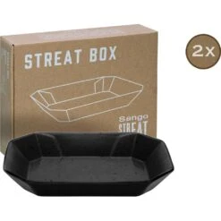 CreaTable Servierschale »Box«, 2 Tlg., Aus Steinzeug, Snackschale, Topaktueller „Street Food“ Trend, Schwarz -Creatable 68a00fcfa9250a06b8be7754242163ad