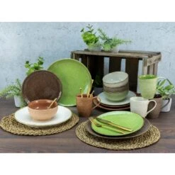 CreaTable Kombiservice »Canvas«, (Set, 16 Tlg., Kaffeeservice Und Tafelservice Im Set, Für 4 Personen), Service, Leinenstruktur, Mediterrane Farben -Creatable 6be7789e5093f5af91f60c963982019d