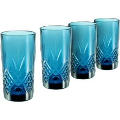 CreaTable Longdrinkglas »Trinkglas Eugene«, (Set, 4 Tlg.), Gläser Set, Wasserglas Mit Dekorativer Struktur, 380 Ml, 4-teilig