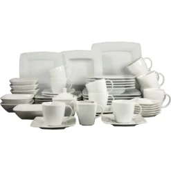 CreaTable Kombiservice »VICTORIA«, (Set, 50 Tlg., Kaffeeservice Und Tafelservice Im Set, Für 6 Personen), Service, Weiß, Mikrowellengeeignet