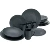 CreaTable Kombiservice »Lava Stone«, (Set, 16 Tlg., Kaffeeservice Und Tafelservice Im Set, Für 4 Personen), Service, Schwarz, Erhabenenes Relief In Einer Kreisförmigen Lava Optik -Creatable 6faa21407ae19bba5f38ed52dd87b79f