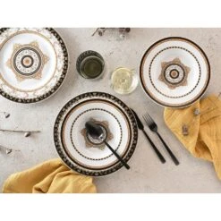 CreaTable Tafelservice »Majestosa«, (Set, 12 Tlg., Teller Set Für 6 Personen), Service, Dekor Schwarz Abgesetzt, Mikrowellengeeignet -Creatable 70a9b0dfe99c0c12af87fccdac994c9b