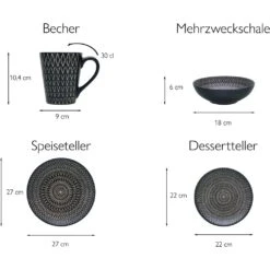 CreaTable Kombiservice »Crafted«, (Set, 16 Tlg., Kaffeeservice Und Tafelservice Im Set, Für 4 Personen), Service, Schwarz, Rautenrelief, Ethnostyle 7 CreaTable Kombiservice »Crafted«, (Set, 16 Tlg., Kaffeeservice Und Tafelservice Im Set, Für 4 Personen), Service, Schwarz, Rautenrelief, Ethnostyle -Creatable 7bed6807ad483420af432f8d32d212d9