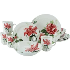 CreaTable Kombiservice »Rosemary«, (Set, 16 Tlg., Kaffeeservice Und Tafelservice Im Set, Für 4 Personen), Service, Rosen/Blumendekor