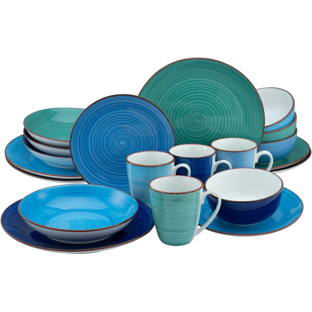 CreaTable Kombiservice »Copacabana«, (Set, 20 tlg., Kaffeeservice und Tafelservice im Set, für 4 Personen), Service, handgemalter Spiraldekor, moderne Coupeform CreaTable Kombiservice »Copacabana«, (Set, 20 Tlg., Kaffeeservice Und Tafelservice Im Set, Für 4 Personen), Service, Handgemalter Spiraldekor, Moderne Coupeform -Creatable 7db59cec340da11d34fc37dbc422dcf0