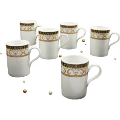 CreaTable Becher »Kaffeebecher Majestosa«, (Set, 6 Tlg.), Dekor Schwarz Abgesetzt, Tassen Set, 6-teilig
