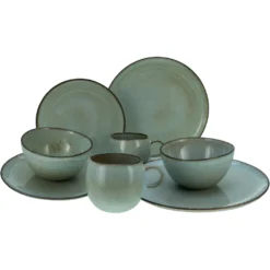CreaTable Kombiservice »Stone Town«, (Set, 8 Tlg., Kaffeeservice Und Tafelservice Im Set, Für 2 Personen), Service, Organische Form, Widerstandsfähige Glasur, Handmade Charakter