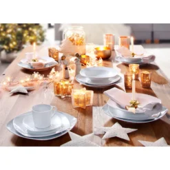 CreaTable Kombiservice »Amelie«, (Set, 30 Tlg., Kaffeeservice Und Tafelservice Im Set, Für 6 Personen), Service, Weiß, Quadratische Form, Mikrowellengeeignet -Creatable 892807e985bea8b9d8e9fe5cd0f22395