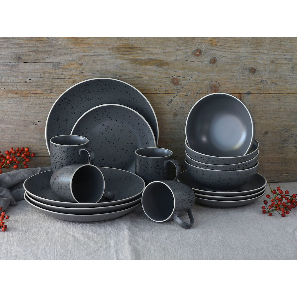 CreaTable Kombiservice »Industrial Chic«, (Set, 16 tlg., Kaffeeservice und Tafelservice im Set, für 4 Personen), Service, seidenmatte Sprenkelglasur CreaTable Kombiservice »Industrial Chic«, (Set, 16 Tlg., Kaffeeservice Und Tafelservice Im Set, Für 4 Personen), Service, Seidenmatte Sprenkelglasur -Creatable 89fff7bf9c1857caa5709f926cd91983