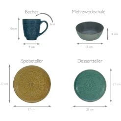 CreaTable Kombiservice »Samarkand«, (Set, 16 Tlg., Kaffeeservice Und Tafelservice Im Set, Für 4 Personen), Service, Handwerklicher Charakter -Creatable 8bd12a419c3c7878d41ee4eef69bfc22