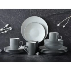 CreaTable Kombiservice »Cool Grey«, (Set, 16 Tlg., Kaffeeservice Und Tafelservice Im Set, Für 4 Personen), Service, Einzigartige Optik -Creatable 908284a91a38487262ba65eb5d0e2b14