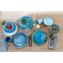 CreaTable Kombiservice »NATURE COLLECTION Aqua«, (Set, 16 Tlg., Kaffeeservice Und Tafelservice Im Set, Für 4 Personen), Service, Trendaktuelle Blau-Töne -Creatable 916a574f3d723ab82a63898cd05bef63