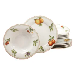 CreaTable Tafelservice »Flora Orchard«, (Set, 12 Tlg., Teller Set Für 6 Personen), Service, Früchtedekor