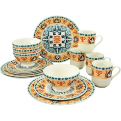 CreaTable Kombiservice »Merida«, (Set, 16 Tlg., Kaffeeservice Und Tafelservice Im Set, Für 4 Personen), Service, Spanisches Dekor