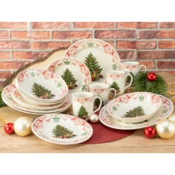 CreaTable Kombiservice »Season Greeting«, (16 Tlg., Kaffeeservice Und Tafelservice Im Set, Für 4 Personen), Service, Traditionelles Weihnachtsmotiv -Creatable 9df295d94fe44b26bbb3d2007bb0d16b