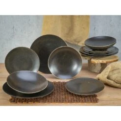 CreaTable Tafelservice »Rusty«, (Set, 12 Tlg., Teller Set Für 4 Personen), Service, Seidenmatte Glasur -Creatable a46968d4b84850004fa23d1e645eb77a