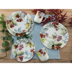 CreaTable Kombiservice »Maple«, (Set, 16 Tlg., Kaffeeservice Und Tafelservice Im Set, Für 4 Personen), Service, Romantisches Blattdekor, Nordische Farben -Creatable a8a727a5765d9f2d6bcdfd2eea2b187d