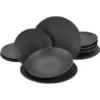 CreaTable Tafelservice »Lava Stone«, (Set, 12 Tlg., Teller Set Für 4 Personen), Service, Schwarz, Reliefdekor, Made In Europe -Creatable adf1244730ee1c2fe02d17a4009d0eab