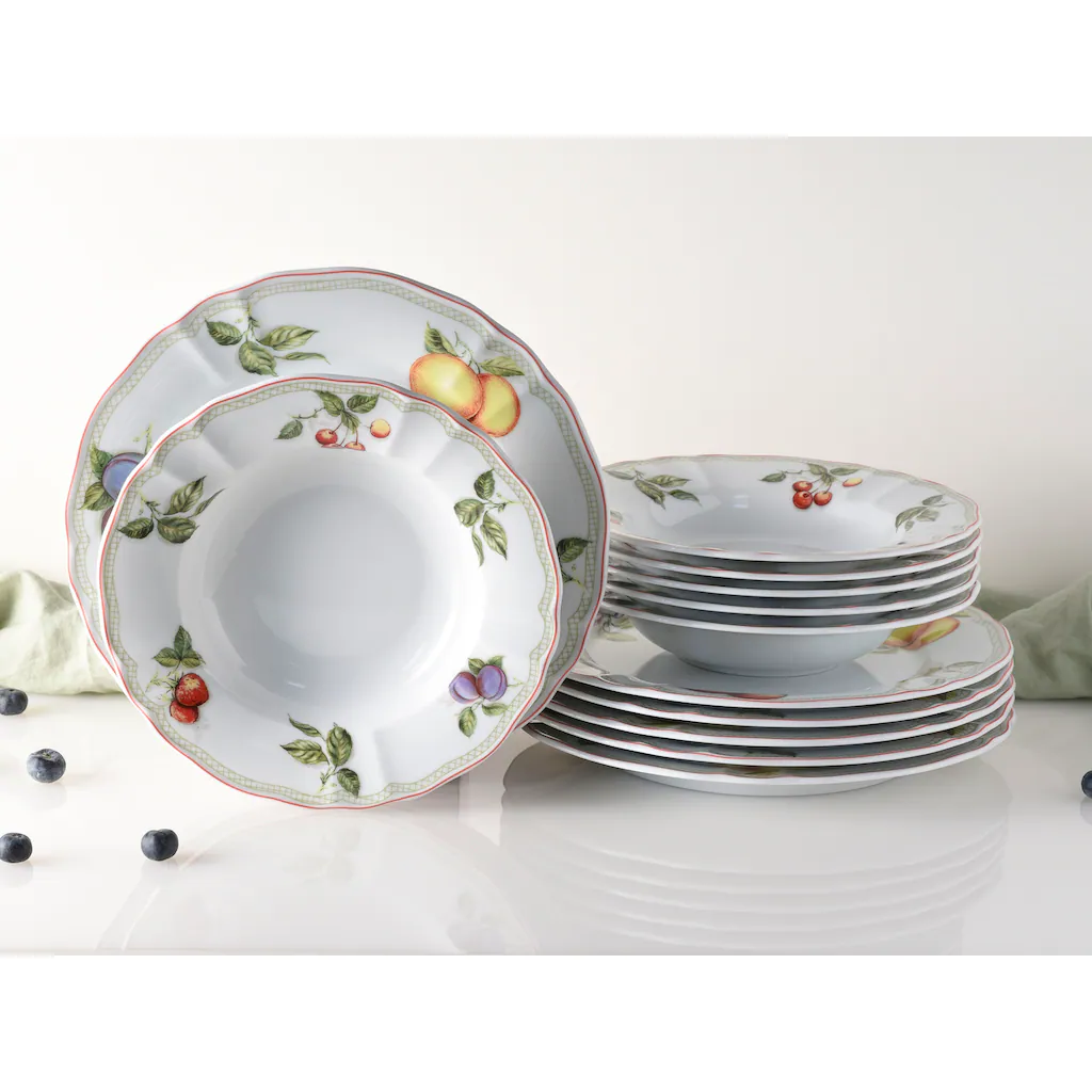 CreaTable Tafelservice »Flora Orchard«, (Set, 12 tlg., Teller Set für 6 Personen), Service, Früchtedekor CreaTable Tafelservice »Flora Orchard«, (Set, 12 Tlg., Teller Set Für 6 Personen), Service, Früchtedekor -Creatable b42c188333dbbf96177f41e706b8afc5