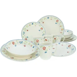 CreaTable Kombiservice »Frida«, (Set, 16 Tlg., Kaffeeservice Und Tafelservice Im Set, Für 4 Personen), Service, Zarte Blüten, Feine Dekoration