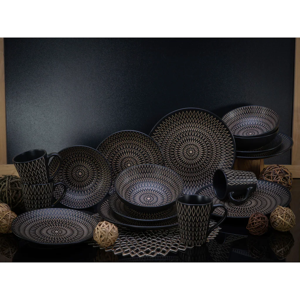 CreaTable Kombiservice »Crafted«, (Set, 16 tlg., Kaffeeservice und Tafelservice im Set, für 4 Personen), Service, schwarz, Rautenrelief, Ethnostyle CreaTable Kombiservice »Crafted«, (Set, 16 Tlg., Kaffeeservice Und Tafelservice Im Set, Für 4 Personen), Service, Schwarz, Rautenrelief, Ethnostyle -Creatable c0351e72bfce870cf8a7625a4d6746f6